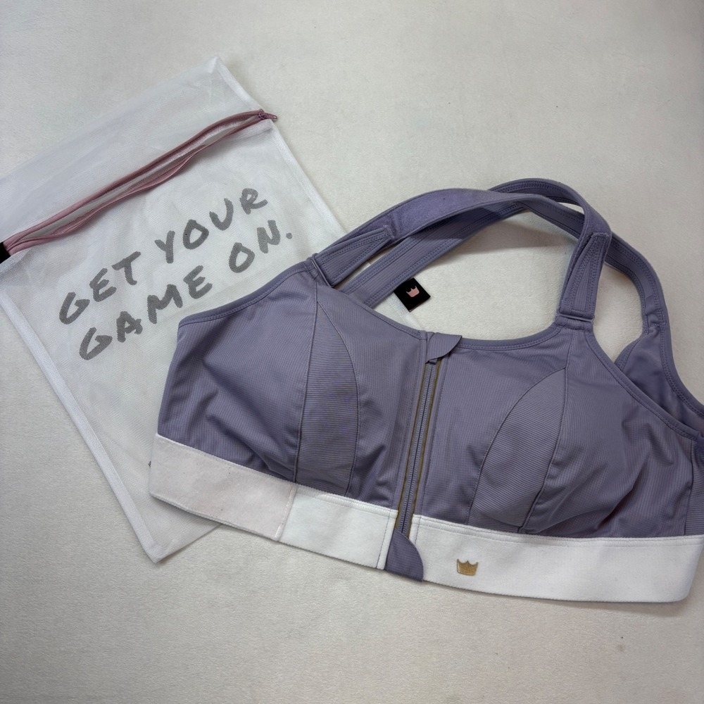 Shefit Ultimate Sports Bra Purple Front Zip High Impact 3Luxe 110002 & Bag NWOT